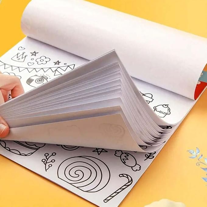 CHILDREN'S DOODLE BOOK – 20 PAGES FOR COLORING AND DRAWING IN FRUIT AND VEGETABLE STYLES, MOVABLE AND REUSABLE, WALL STICKABLE, THICK PAPER FOR ART FILL-IN; PERFECT FOR SCHOOL, STUDENTS, STATIONERY - Image 4