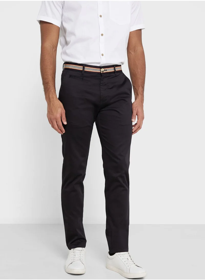 Thomas Scott Thomas Scott Men Black Slim Fit Cotton Chinos Trousers