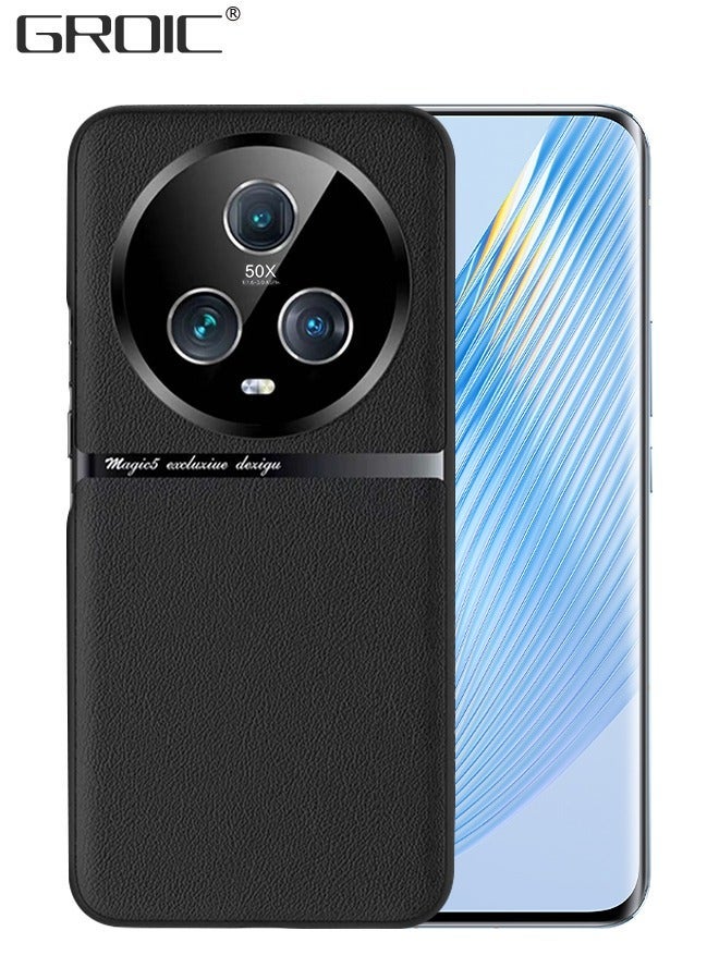 GROIC Leather Phone Case for Honor Magic 5,Drop Proof Durable Camera Lens Protection Cover,Electroplated Shell 5 6.73‘’ - Image 1