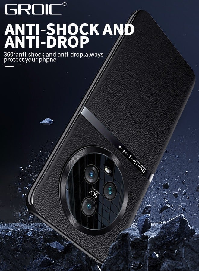 GROIC Leather Phone Case for Honor Magic 5,Drop Proof Durable Camera Lens Protection Cover,Electroplated Shell 5 6.73‘’ - Image 5