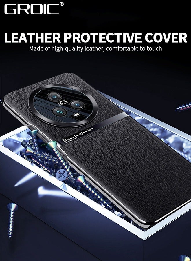 GROIC Leather Phone Case for Honor Magic 5,Drop Proof Durable Camera Lens Protection Cover,Electroplated Shell 5 6.73‘’ - Image 3