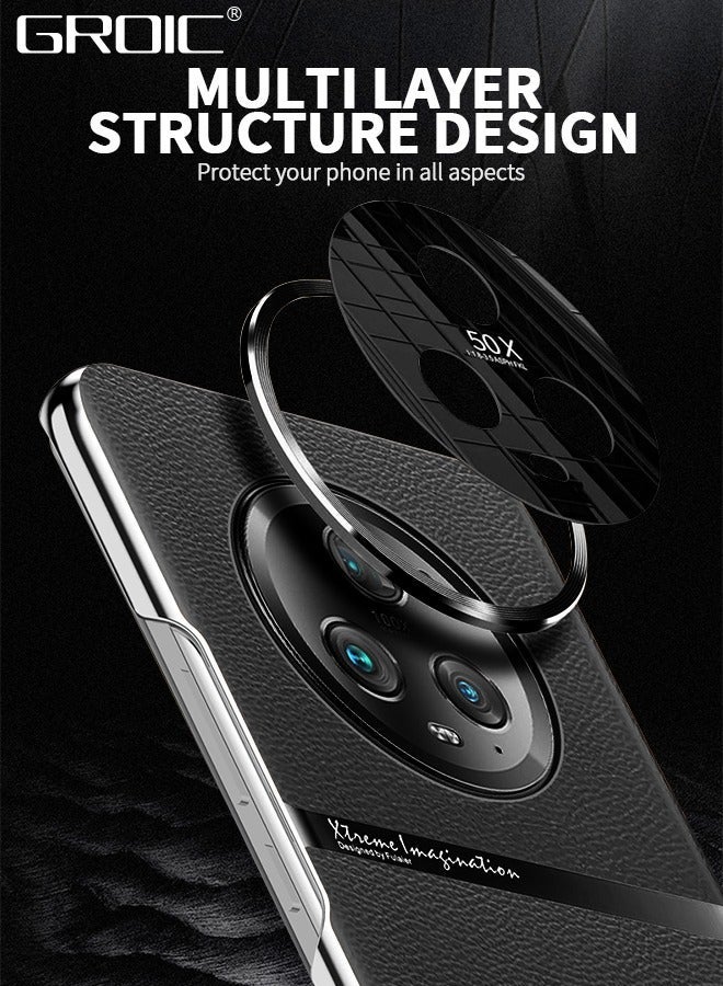 GROIC Leather Phone Case for Honor Magic 5,Drop Proof Durable Camera Lens Protection Cover,Electroplated Shell 5 6.73‘’ - Image 4