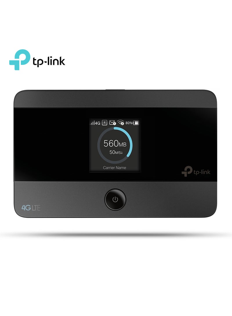 تي بي لينك راوتر واي فاي محمول M7350 بتقنية 4G LTE وسرعة 150 ميجابت في الثانية متوافق مع كل أنواع بطاقات SIM ومزود بشاشة عرض وبطارية تدوم حتى 8 ساعات ونقطة اتصال هوت سبوت وميزة التوصيل والتشغيل وإمكانية توصيل حتى 10 أجهزة أسود - Image 1