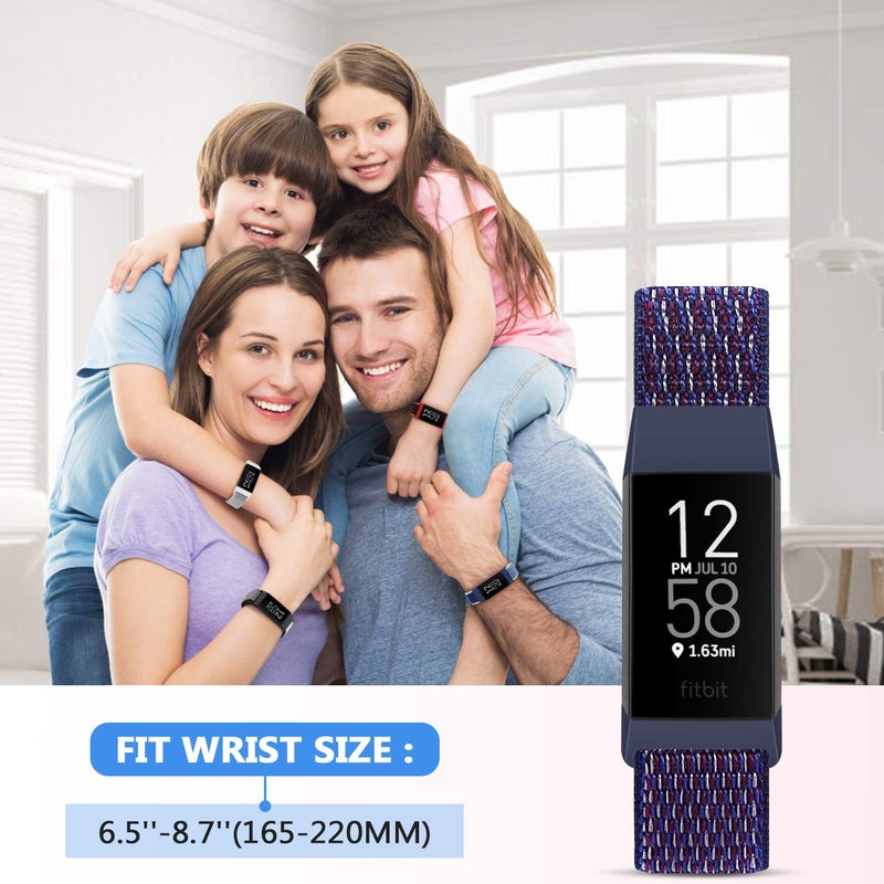 AVOD Nylon Watch Bands Compatible with Fitbit Charge 4/Charge 3/SE, Soft Replacement Wristband Breathable Sport Strap with Band for Women Men (Indigo) - Image 3