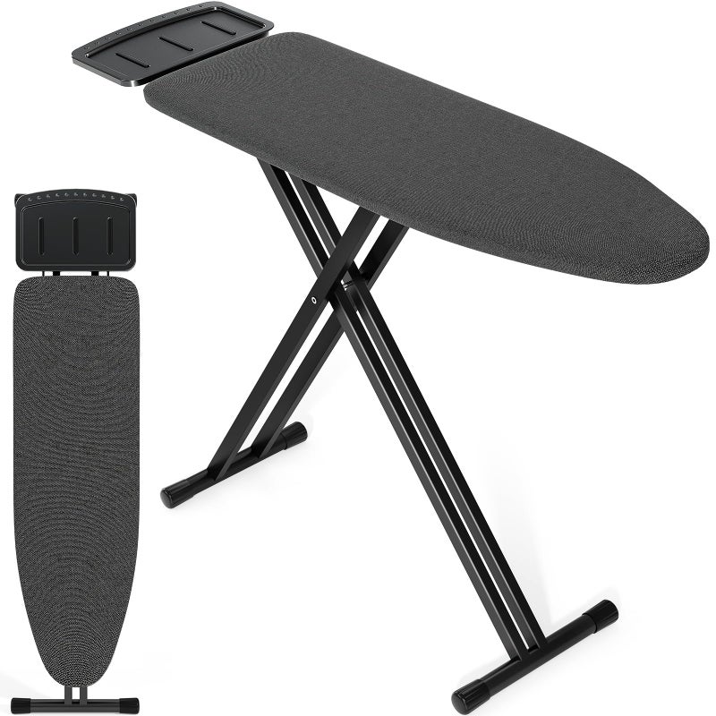 APEXCHASER Ironing Board Full Size, Iron Board and Ironing Board Set Height Adjustable, Foldable Ironing Boards Standard Size, Iron Table Stand with Anti-Skid Legs and Iron Rest, 13" x 43" Black - Image 1