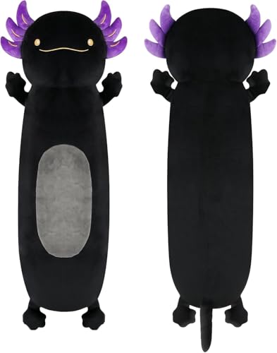 Dalmao 28 inch Black Axolotl Stuffed Animal Cute Long Body Cuddle Squishy Pillow Big Axolotl Plushies Toy Gifts for Kids Boys for Birthday Halloween Christmas - Image 1