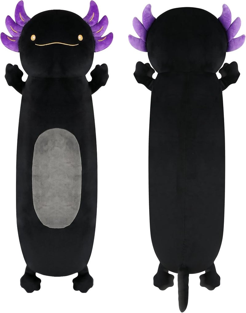 Dalmao 28 inch Black Axolotl Stuffed Animal Cute Long Body Cuddle Squishy Pillow Big Axolotl Plushies Toy Gifts for Kids Boys for Birthday Halloween Christmas - Image 3