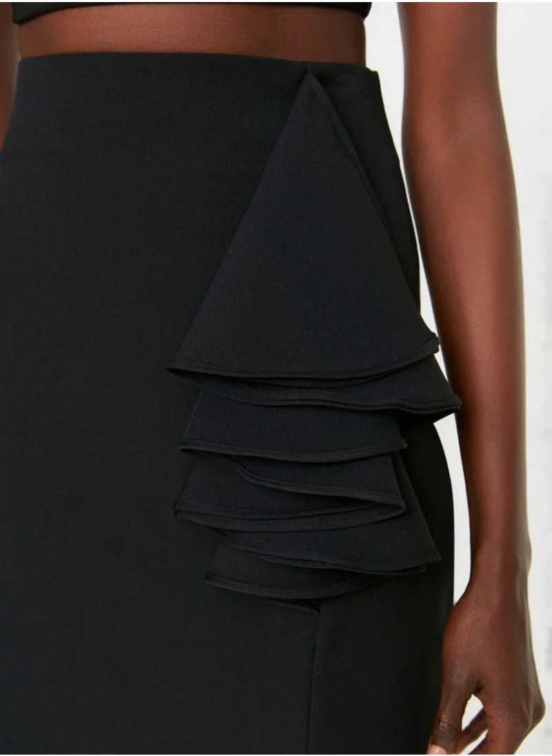 trendyol High Waist Front Slit Midi Skirt