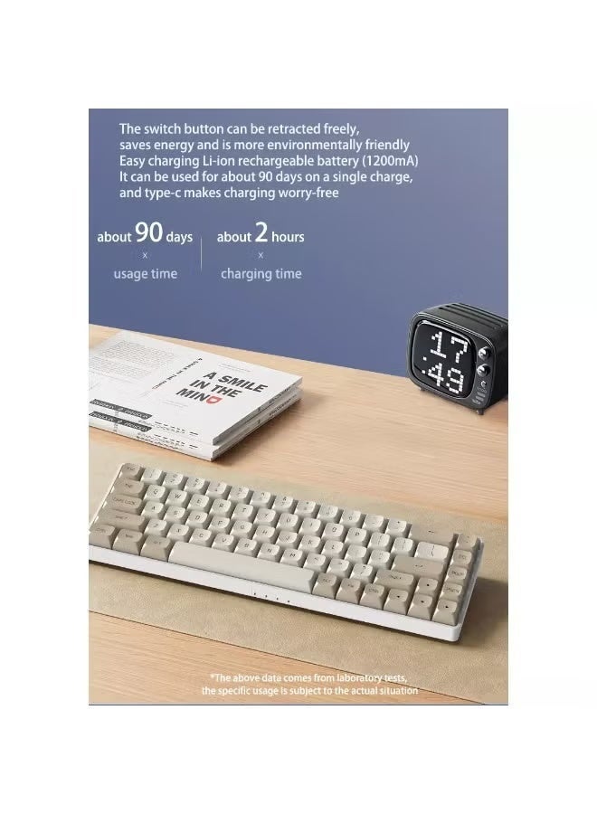 aigo A68 3-Mode Wireless, Bluetooth, Wired Gaming Mechancial Keyboard - Yellow Switch Hot Swappable - 1000Hz Polling rate - PBT keycaps - Detchable USB C Cable - Image 4