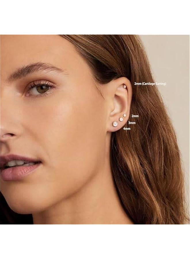 Arabest Threadless Flat Back Earrings, Hypoallergenic 14K Real Gold Plated CZ Stud Earrings | Cartilage Earring | Tragus Helix Piercing Jewelry | Push in Flatback Earrings for Women Men  - Image 3