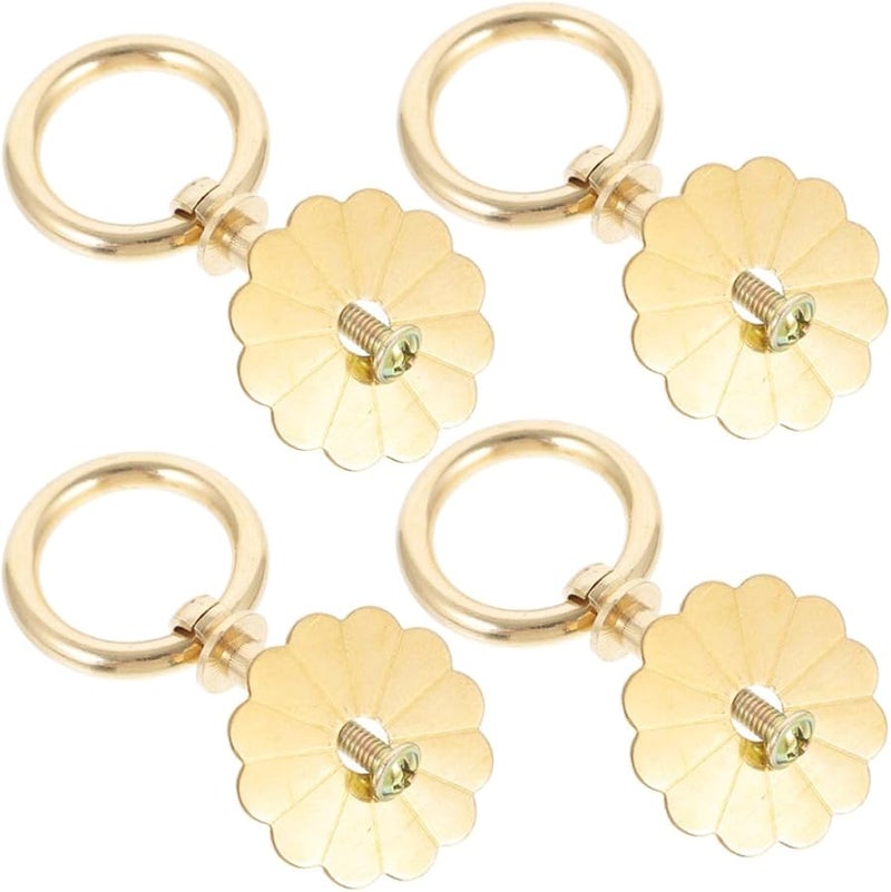 Brass Cabinet Knobs With Ring Handles 4 Pcs 2 5cm Single Hole Furniture Pulls - Image 1