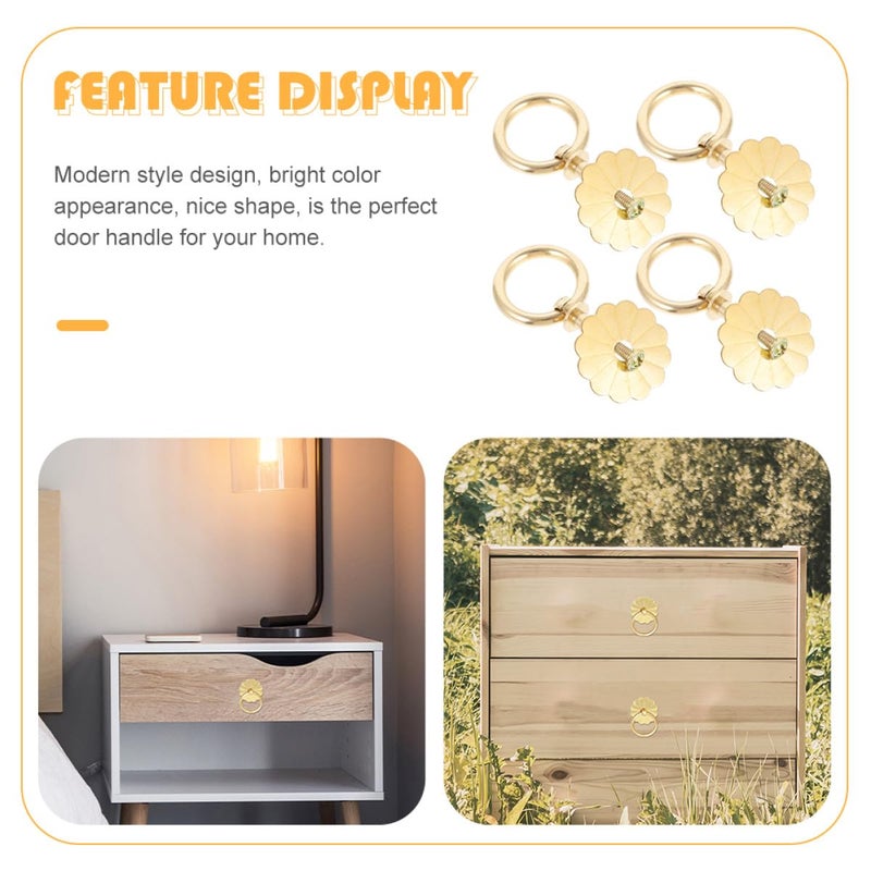Brass Cabinet Knobs With Ring Handles 4 Pcs 2 5cm Single Hole Furniture Pulls - Image 4