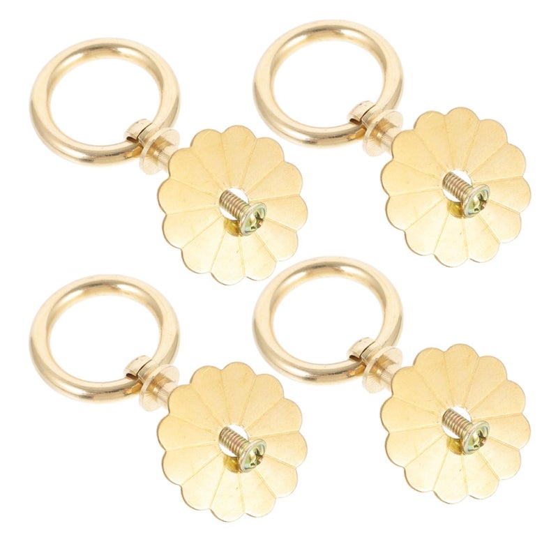 Brass Cabinet Knobs With Ring Handles 4 Pcs 2 5cm Single Hole Furniture Pulls - Image 2