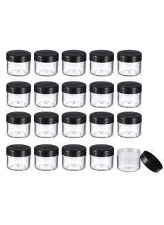 EUREKA 20 Pieces Round Pot Jars Plastic Cosmetic Containers Set with Lid for Liquid Creams Sample, 20 ml/ 0.7 oz (Black Lid) 