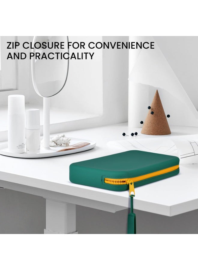 Travel Silicone Makeup Brush Organizer – Waterproof, Easy-Clean Portable Cosmetic Pouch, Holds Up to 10 Brushes, Green, 19.7x12.1x3.2 cm - Image 4