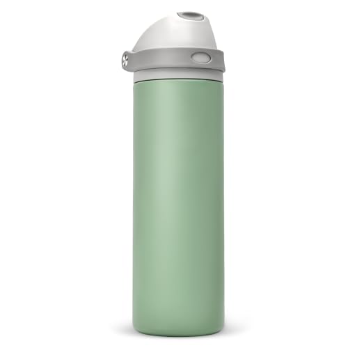 XccMe 24 oz Insulated Water Bottle with Straw,Stainless Steel Leak Proof Water Bottle,2-in-1 Lid with One-Touch Flip Lid & Straw,Keep Cold All Day for School,Travel,Gym,Camping,Sports,Green - Image 1