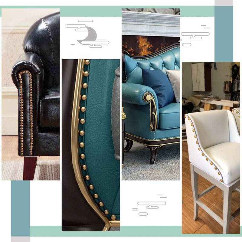 Keadic 250Pcs 5/8" (16mm) Antique Upholstery Tacks Furniture Nails Pins Kit for Upholstered Furniture Cork Board or DIY Projects - Gold - Image 4