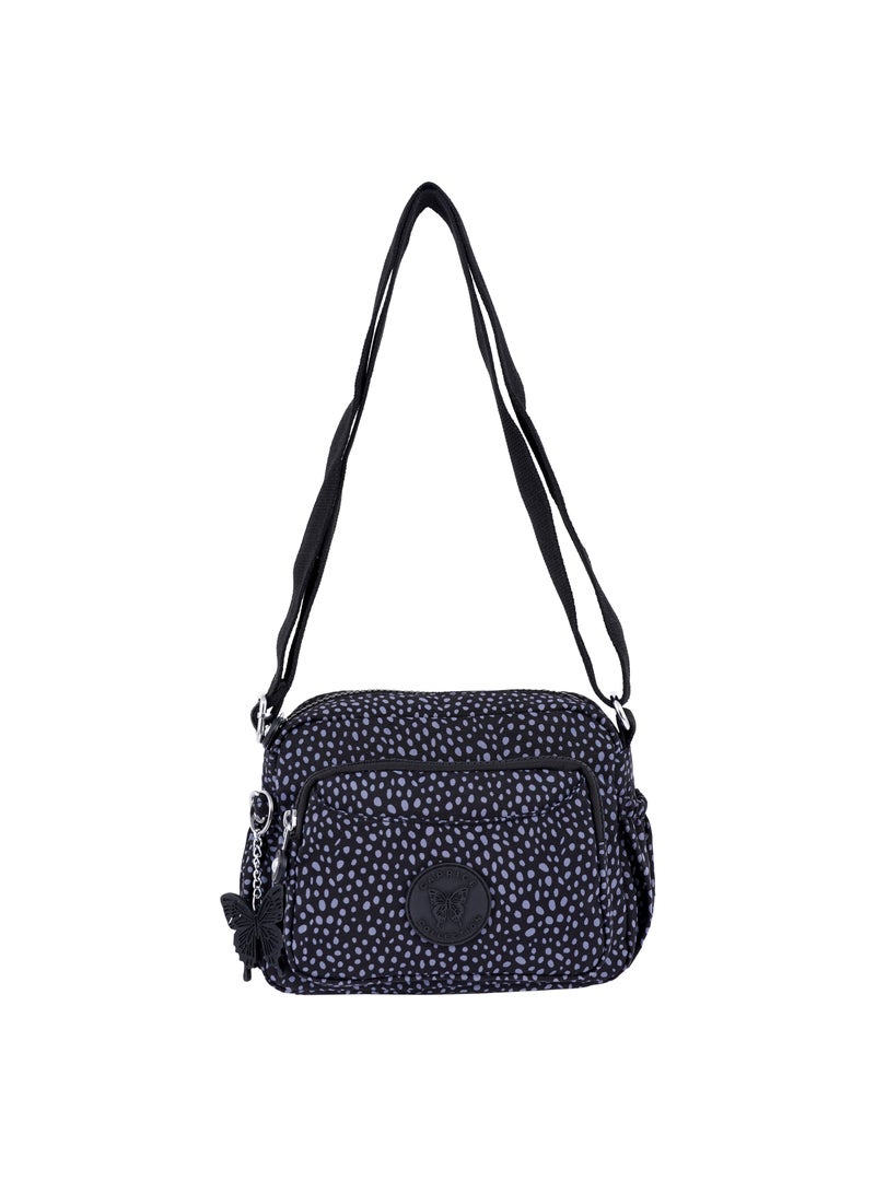 CAPRICE COLLECTION Crossbody Small Bag Unisex – Waterproof Nylon, Lightweight & Compact, Polka Dot Grey - Image 1