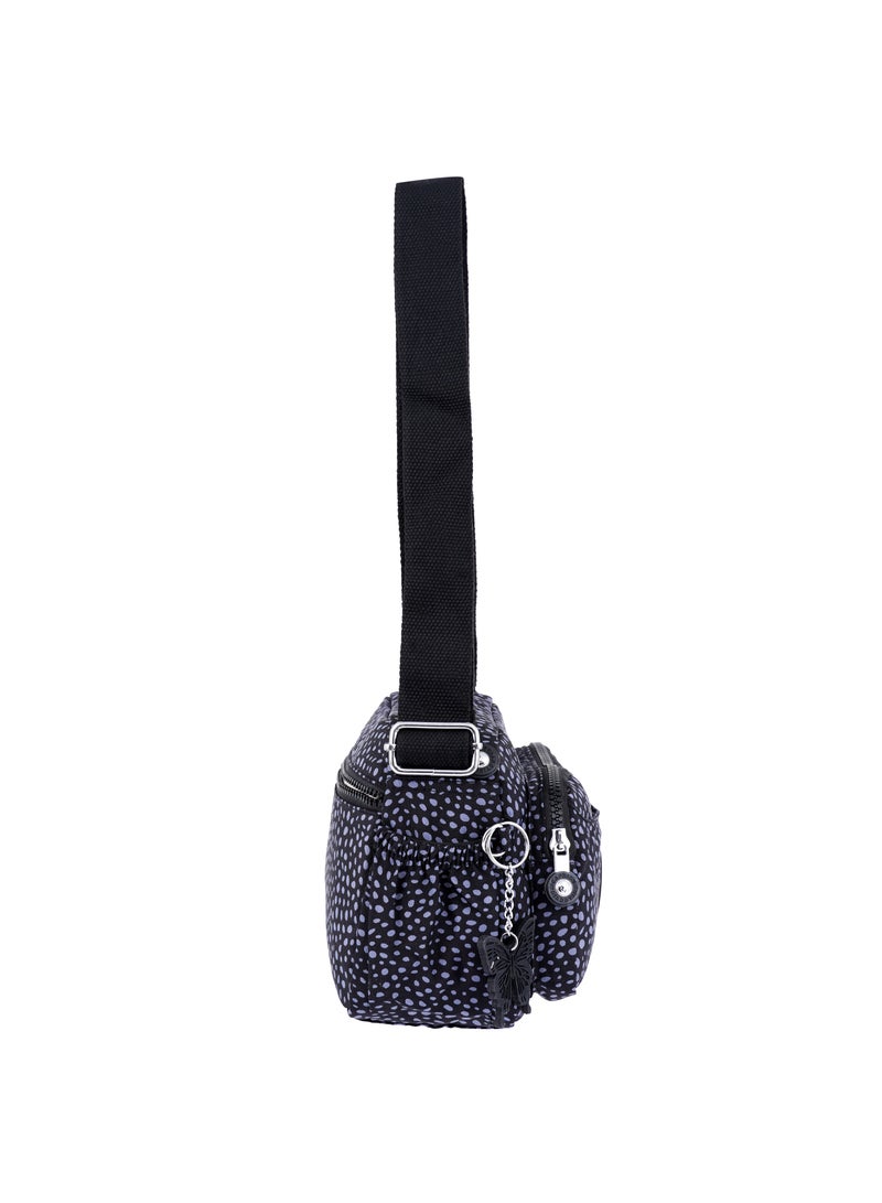 CAPRICE COLLECTION Crossbody Small Bag Unisex – Waterproof Nylon, Lightweight & Compact, Polka Dot Grey - Image 4