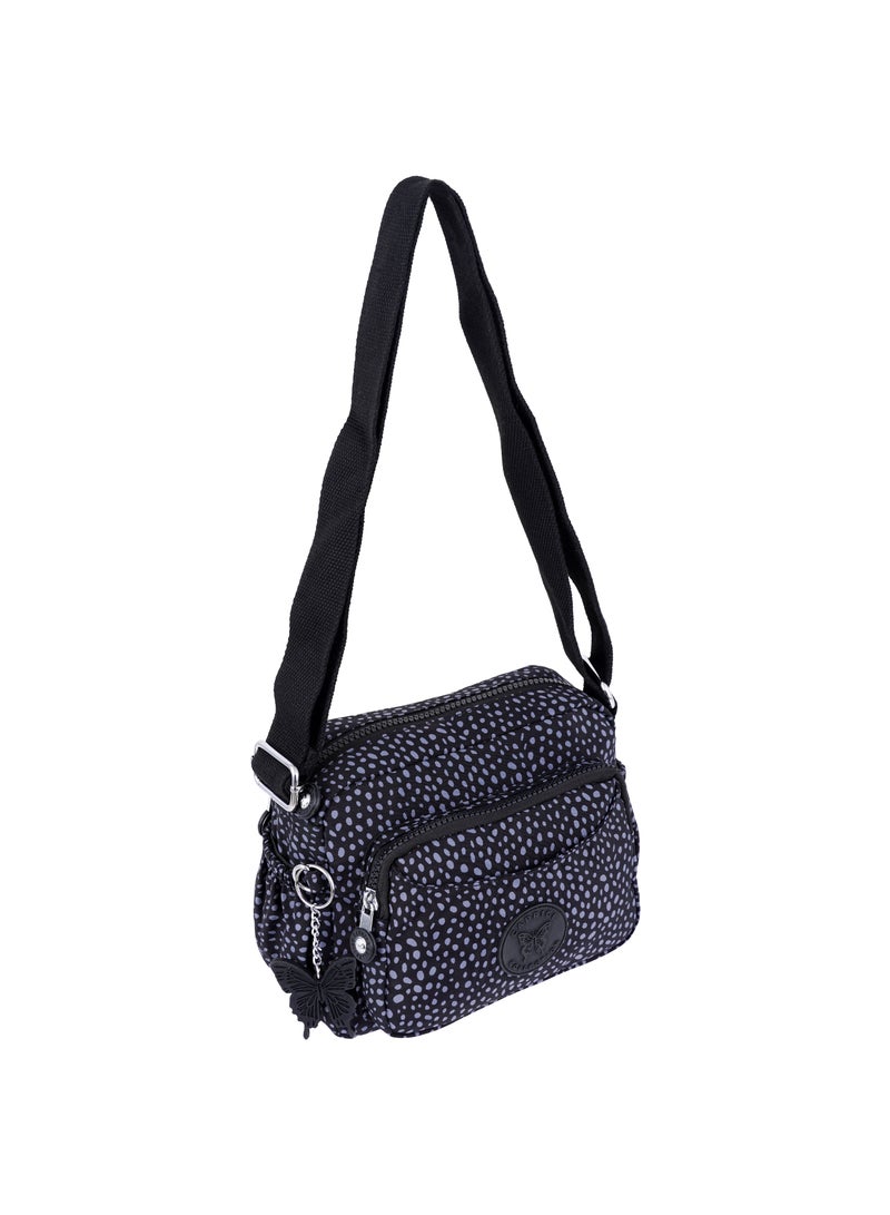 CAPRICE COLLECTION Crossbody Small Bag Unisex – Waterproof Nylon, Lightweight & Compact, Polka Dot Grey - Image 5
