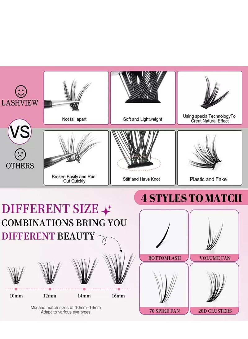 BOSART 404 Clusters Large Capacity DIY False Eyelash Set, 10-16mm Segmental Single Clusters for Eyelash Extension,5-6mm Natural Dense and Realistic Mixed Style Lower Lashes, Wispy Lashes Kit for Beginners. - Image 2
