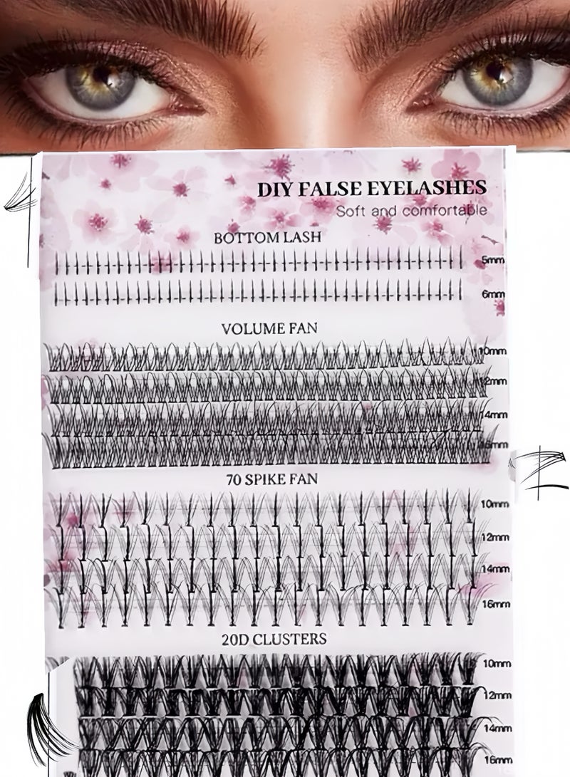 BOSART 404 Clusters Large Capacity DIY False Eyelash Set, 10-16mm Segmental Single Clusters for Eyelash Extension,5-6mm Natural Dense and Realistic Mixed Style Lower Lashes, Wispy Lashes Kit for Beginners. - Image 1