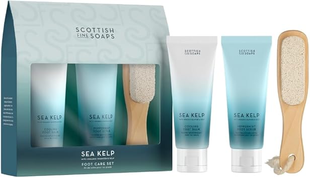 Scottish Fine Soaps Sea Kelp Foot Care Set Exfoliating Foot Scrub with Peppermint Lemon Oils Cooling Foot Balm with Eucalyptus Menthol for Smooth Refreshed Feet - Image 1
