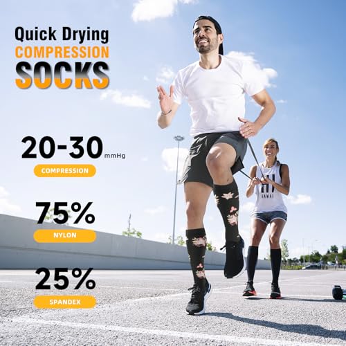 cerpite Compression Socks for Women Men 6 Pairs Knee High Compression Socks 2030 mmhg Best for RunningNurseTravel - Image 3