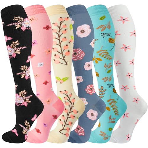cerpite Compression Socks for Women Men 6 Pairs Knee High Compression Socks 2030 mmhg Best for RunningNurseTravel - Image 1