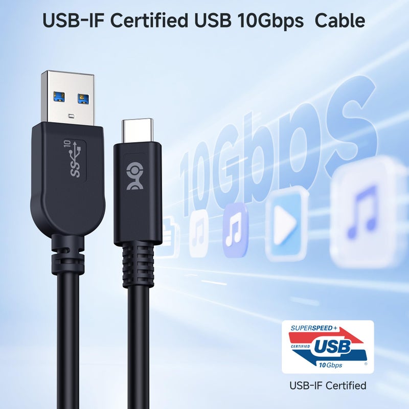 Cable Matters [USB-IF Certified] 10Gbps Gen 2 USBA to USB C Cable - 3.3 ft, USBC to USBA Cable, Black, Compatible with iPhone 16/15 Pro Max/Plus - Image 2