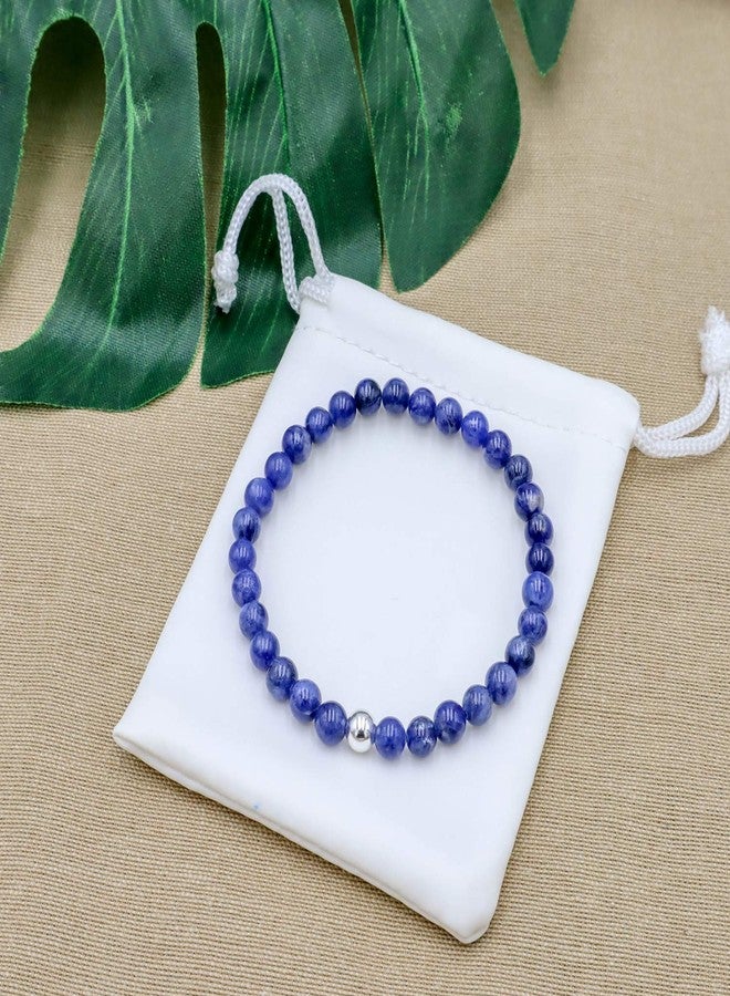 SEA OF ICE Precious Gemstone 6mm Round Beads - with Sterling Silver Stretchy Beaded Bracelet -7.5" Bracelet for Everyday Wear - Image 5