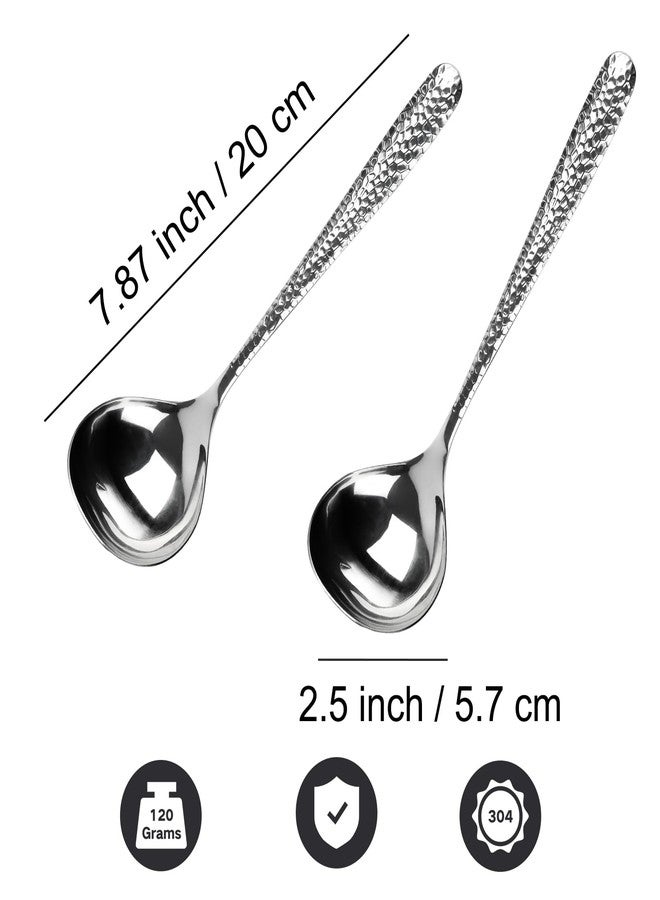 LANGMINGDE 2 Pcs Stainless Steel Dinner Spoons, 7.87 inch Large Round Soup Spoons, Heavy Duty Silverware - Image 4