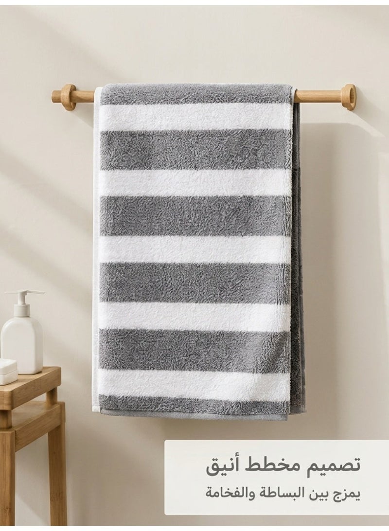 Hirospace 2Pcs Adult Bath Towel Set With Face Towel, Quik Dry Coral Fleece Beach Towels For Man and Woman(35*75cm+70*140cm) - Image 2