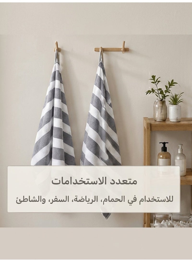 Hirospace 2Pcs Adult Bath Towel Set With Face Towel, Quik Dry Coral Fleece Beach Towels For Man and Woman(35*75cm+70*140cm) - Image 5