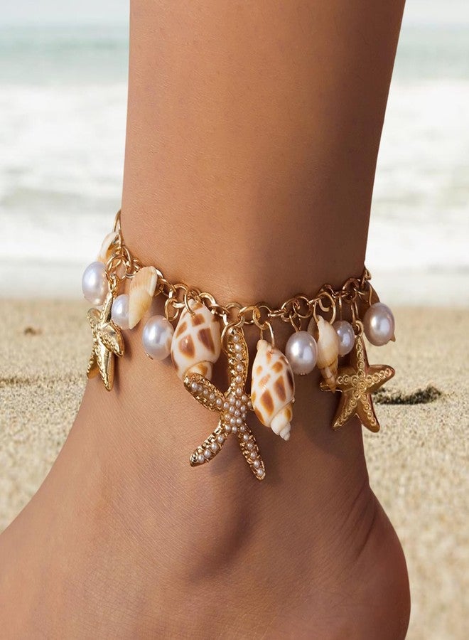 Waeceip Beach Ankle Bracelets For Women Summer Boho Anklets For Women Seashell Beaded Anklets Summer Jewelry Beach Vacation Accessories Hawaiian Gifts (starfish with 1) - Image 3