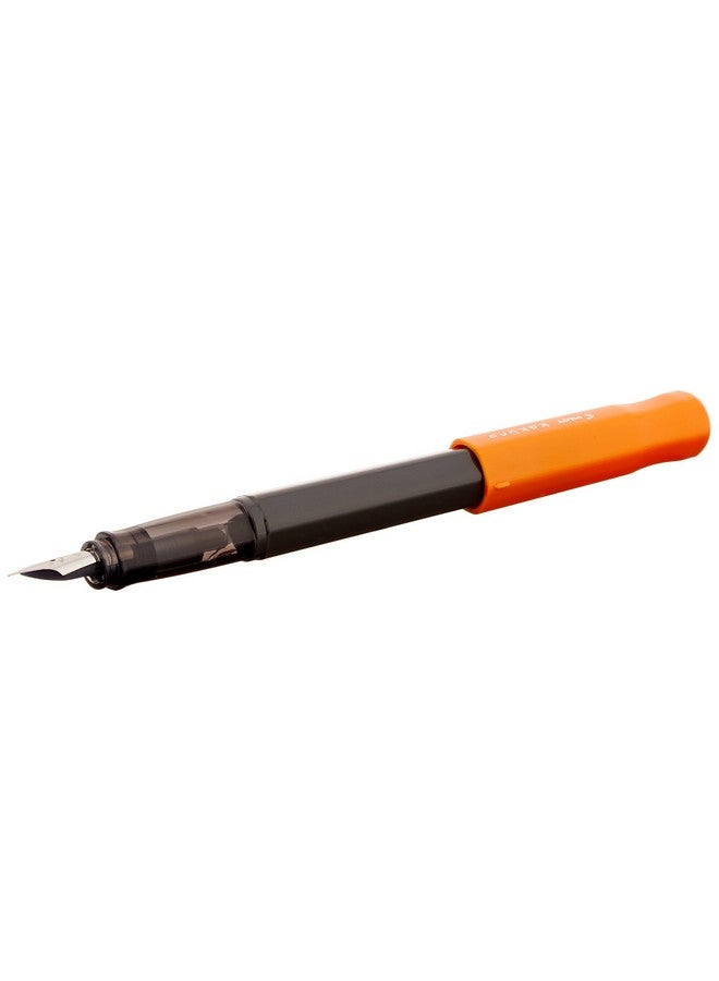 PILOT Pilot Kakuno Fine-Nib Fountain Pen, Black Body Orange Cap Body (FKA-1SR-OF)  - Image 1