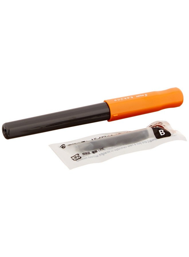 PILOT Pilot Kakuno Fine-Nib Fountain Pen, Black Body Orange Cap Body (FKA-1SR-OF)  - Image 3