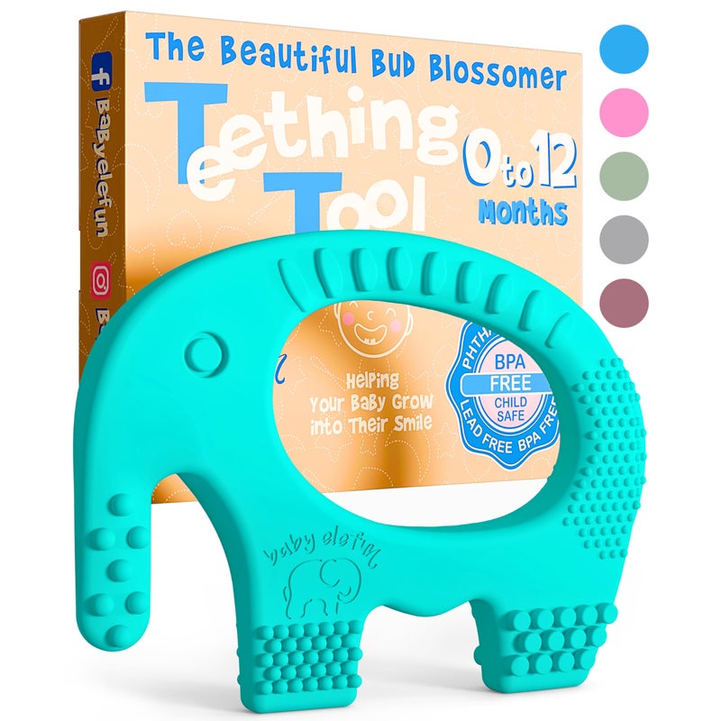 baby elefun Elephant Teething Toy, 1 Count (Pack of 1), dark mint - Image 1