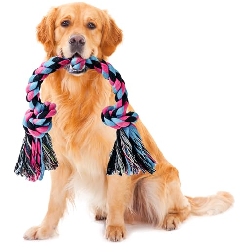 SHARLOVY Dog Rope Toy for Large Dogs, Heavy Duty Chew Toys for Aggressive Chewers, Indestructible Durable Cotton Tug of War Rope Toys for Medium to Large Breed Teeth Cleaning - Image 1