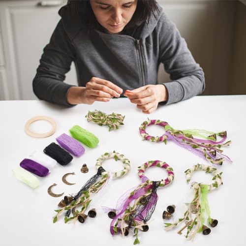 FREEBLOSS 4 Set Witch Bells DIY Kit for Door Knob Witch Bell Witchcraft Kit Witchy Decor Positive Hanging Wiccan Wind Chimes Witchcraft Supplies Witches Protection Bells for Adults Beginners - Image 5