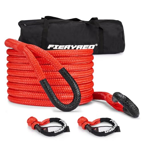 FieryRed Kinetic Recovery Rope Kit with 2 Soft Shackles, 7/8 Inch x 20 FT Tow Rope,Heavy Duty Offroad Snatch Strap for UTV, ATV, Truck, Car, Jeep, Tractor - Image 1