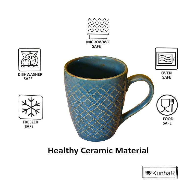Kunhar Ceramic Milk Mugs Muted Blues 2 Pieces Blue Bayoux 300ml - Image 4