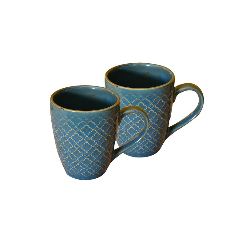 Kunhar Ceramic Milk Mugs Muted Blues 2 Pieces Blue Bayoux 300ml - Image 1