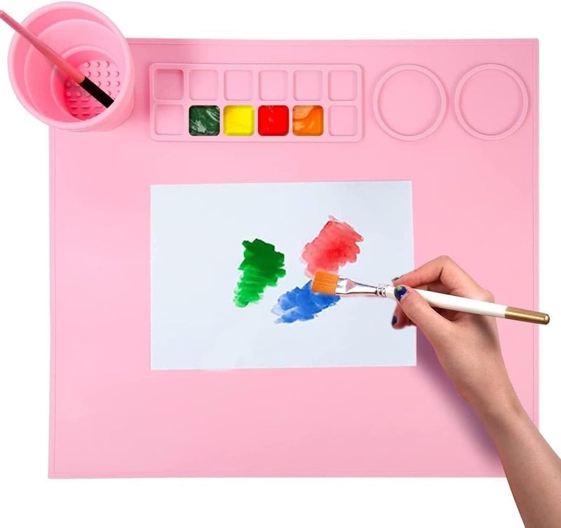 MIJILIX Creator Painting Mat Silicone Craft Mat for Painting Play Doh and Clay for Kids Nonstick Silicone Sheet for Resin Jewelry Casting Painting Mat for Kids and Children (43 * 38cm) - Image 1