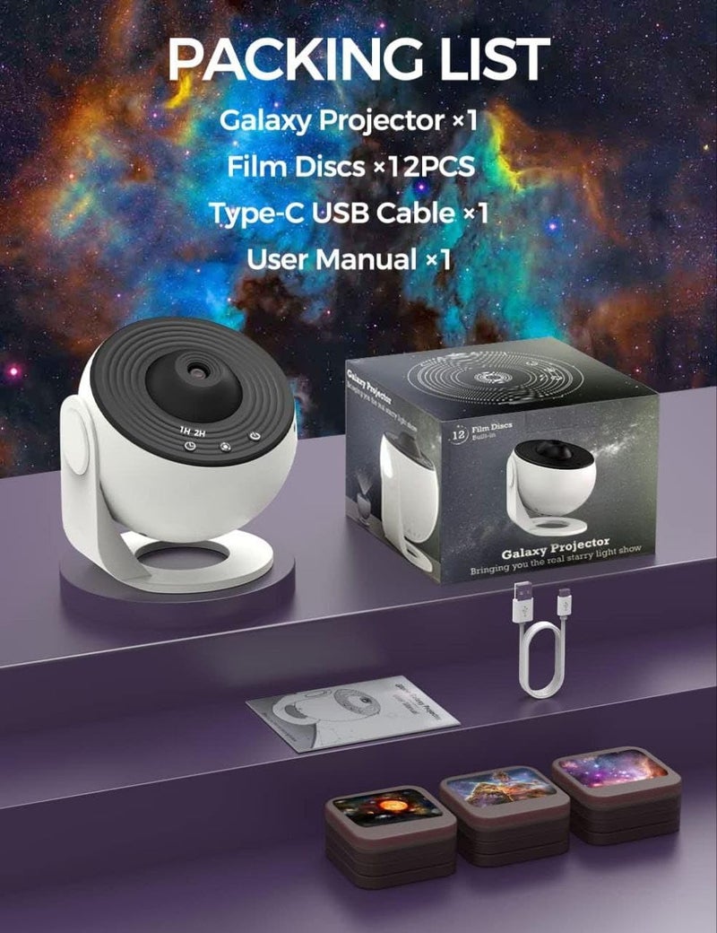 wall love Star Galaxy Projector Night Light with 13 Slides & Rotation – Space Projector for Bedroom, Room Decor for Kids & Adults, - Image 3