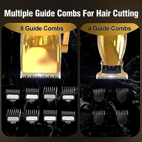 Dumite Cordless Hair Clippers for MenProfessional Hair Clippers Trimmer KitBarber Fading Clipper and Zero Gap TBlade Trimmer Set with LED Display for Mens GiftsGold - Image 5