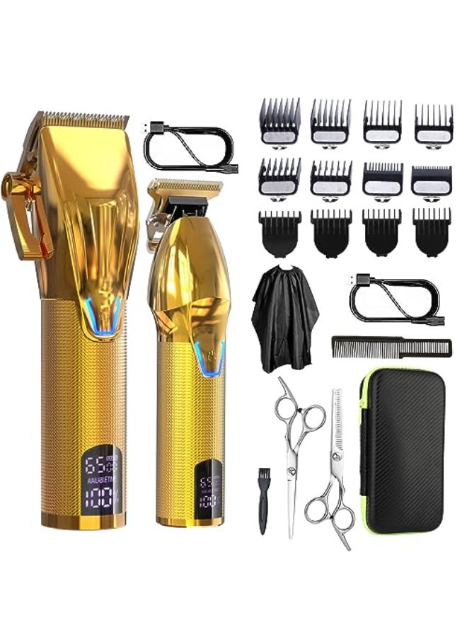 Dumite Cordless Hair Clippers for MenProfessional Hair Clippers Trimmer KitBarber Fading Clipper and Zero Gap TBlade Trimmer Set with LED Display for Mens GiftsGold - Image 1
