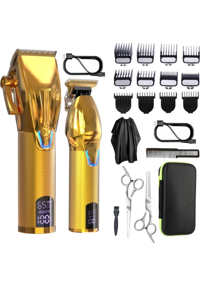 Dumite Cordless Hair Clippers for MenProfessional Hair Clippers Trimmer KitBarber Fading Clipper and Zero Gap TBlade Trimmer Set with LED Display for Mens GiftsGold - Image 3