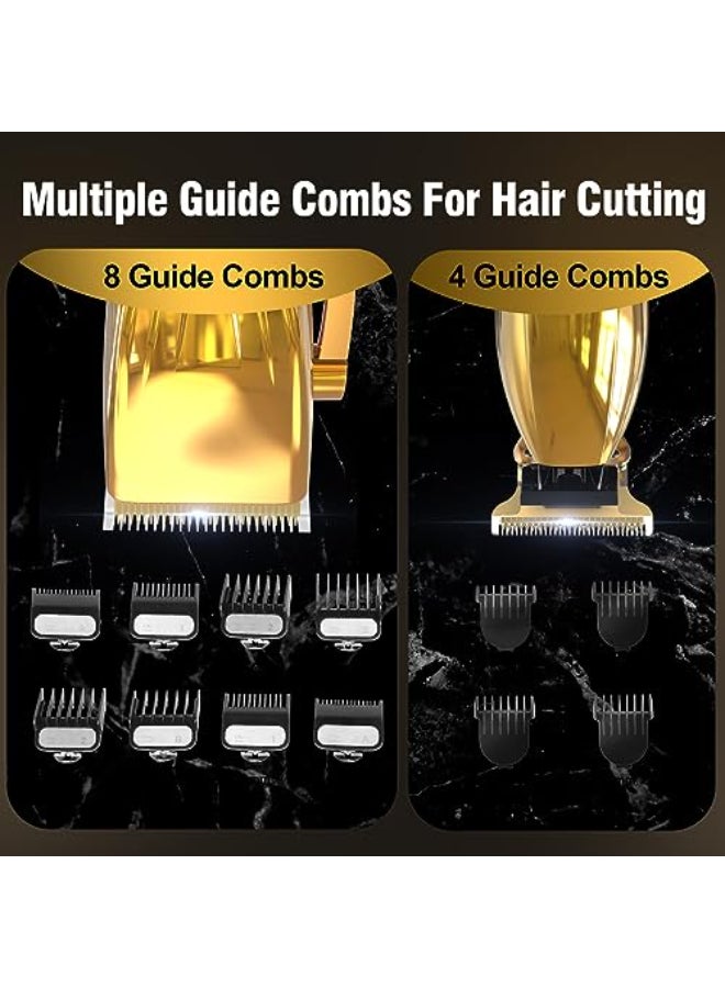Dumite Cordless Hair Clippers for MenProfessional Hair Clippers Trimmer KitBarber Fading Clipper and Zero Gap TBlade Trimmer Set with LED Display for Mens GiftsGold - Image 4