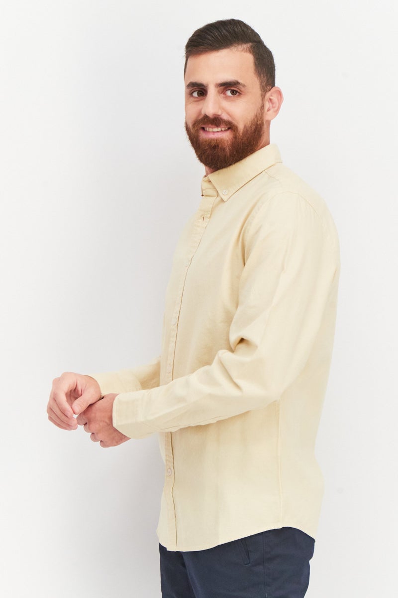 Tahari Men Regular Fit Plain Long Sleeve Casual Shirt, Beige - Image 4